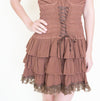 Ruffle Mini Dress Off Shoulder Cinched Waist Lace Trim Upcycle