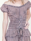 Ruffle Corset Mini Dress Off The Shoulder Boho Upcycled Floral Embroidered