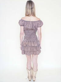 Ruffle Corset Mini Dress Off The Shoulder Boho Upcycled Floral Embroidered