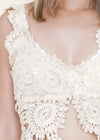 Crochet Bra Top Cream Ivory Open Waist Vintage Bralette Upcycle