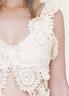 Crochet Bra Top Cream Ivory Open Waist Vintage Bralette Upcycle
