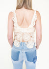 Crochet Bra Top Cream Ivory Open Waist Vintage Bralette Upcycle