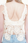 Crochet Bra Top Cream Ivory Open Waist Vintage Bralette Upcycle