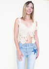 Crochet Bra Top Cream Ivory Open Waist Vintage Bralette Upcycle