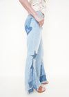 Patchwork Upcycled Flare Jeans Star Patch Boho Upcycled Jeans