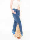 Heart Floral Patchwork Jeans Tapestry Vintage Upcycle Bell Bottoms