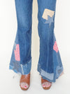 Patchwork Bell Bottom Jeans Boho Hippie Floral Jeans Upcycled