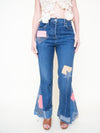 Patchwork Bell Bottom Jeans Boho Hippie Floral Jeans Upcycled