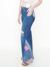 Patchwork Bell Bottom Jeans Boho Hippie Floral Jeans Upcycled