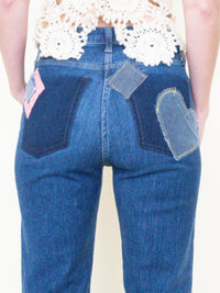 Patchwork Bell Bottom Jeans Boho Hippie Floral Jeans Upcycled