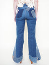 Patchwork Bell Bottom Jeans Boho Hippie Floral Jeans Upcycled