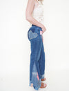 Patchwork Bell Bottom Jeans Boho Hippie Floral Jeans Upcycled