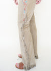 Boho Fringe Leather Jeans Vintage Low Rise Western Beaded Suede Jeans
