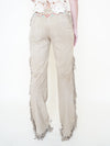 Boho Fringe Leather Jeans Vintage Low Rise Western Beaded Suede Jeans