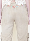 Boho Fringe Leather Jeans Vintage Low Rise Western Beaded Suede Jeans