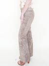 Floral Cut Out Leather Jeans  Low Waisted Suede Studded Pants