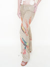 Beaded Leather Pants Vintage Low Rise Suede Jeans