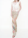 Beaded Leather Pants Vintage Low Rise Suede Jeans