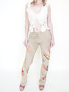 Beaded Leather Pants Vintage Low Rise Suede Jeans