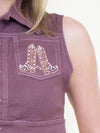 Western Denim Two Piece Set Vintage Upcycle Denim Sequin Embroidered Cowboy Set