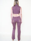 Western Denim Two Piece Set Vintage Upcycle Denim Sequin Embroidered Cowboy Set