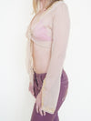 Sequin Silk Tie Waist Blouse Chiffon Taupe Gold Sequin Vintage