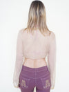 Sequin Silk Tie Waist Blouse Chiffon Taupe Gold Sequin Vintage