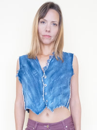 Angel Vest Upcycle Denim Cropped Vest