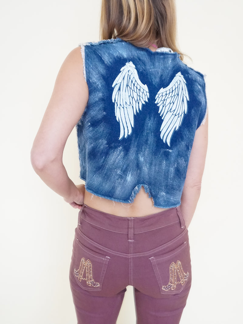Angel Vest Upcycle Denim Cropped Vest