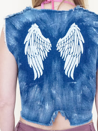 Angel Vest Upcycle Denim Cropped Vest