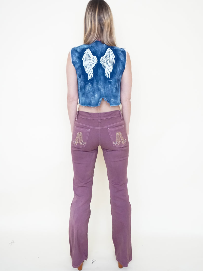 Angel Vest Upcycle Denim Cropped Vest