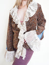 Velvet Ruffle Jacket Boho Paisley Vintage Upcycle