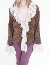Velvet Ruffle Jacket Boho Paisley Vintage Upcycle