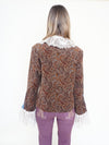 Velvet Ruffle Jacket Boho Paisley Vintage Upcycle