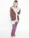 Velvet Ruffle Jacket Boho Paisley Vintage Upcycle