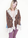 Velvet Ruffle Jacket Boho Paisley Vintage Upcycle