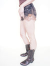 Crochet Boho Micro Denim Shorts Vintage Upcycle  Low Rise Shorts