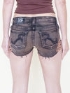 Crochet Boho Micro Denim Shorts Vintage Upcycle  Low Rise Shorts