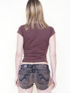 Pre Shrunk T Cap Sleeve Brown Cotton Vintage Y2k T Shirt
