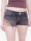 Crochet Boho Micro Denim Shorts Vintage Upcycle  Low Rise Shorts