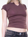 Pre Shrunk T Cap Sleeve Brown Cotton Vintage Y2k T Shirt