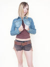 Crochet Boho Micro Denim Shorts Vintage Upcycle  Low Rise Shorts