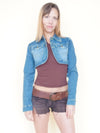 Vintage Denim Jacket Crop Top Long Sleeve Crop Bolero Coat