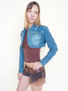 Vintage Denim Jacket Crop Top Long Sleeve Crop Bolero Coat
