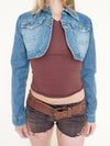 Vintage Denim Jacket Crop Top Long Sleeve Crop Bolero Coat