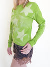 Starry Vintage Long Sleeve Upcycled Sweater Waffle Shirt