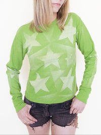 Starry Vintage Long Sleeve Upcycled Sweater Waffle Shirt