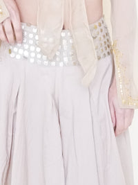 Gold Sequin Boho Skirt Pleated Midi Summer Cotton Skirt