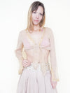 Gold Sequin Boho Skirt Pleated Midi Summer Cotton Skirt