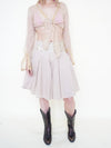 Gold Sequin Boho Skirt Pleated Midi Summer Cotton Skirt